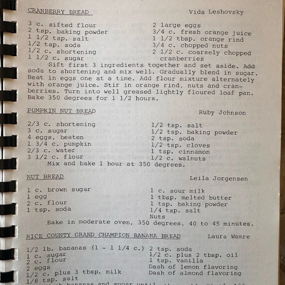 Vintage St Peter's Lutheran Church Minnesota Cookbook Recipes 1983